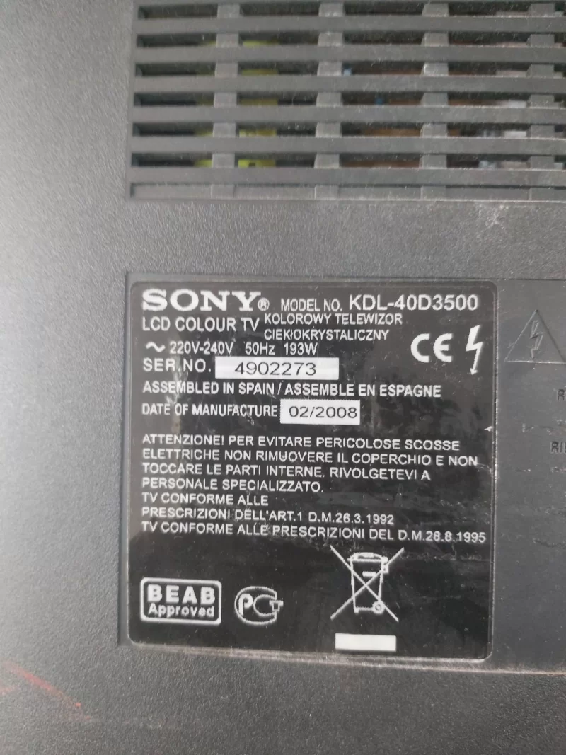 Sony Kdl-40d3500, A1466274c Mainboard, Anakart