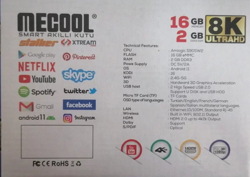 MECOOL SMART 8K ULTRA HD ANDROİD AKILLI KUTU