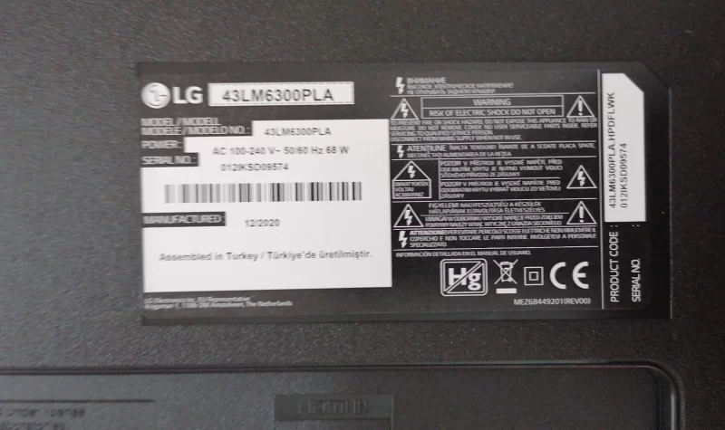 EAX68167602 (1.0), UCW110, LG 43LM6300PLA MAİNBOARD ANAKART