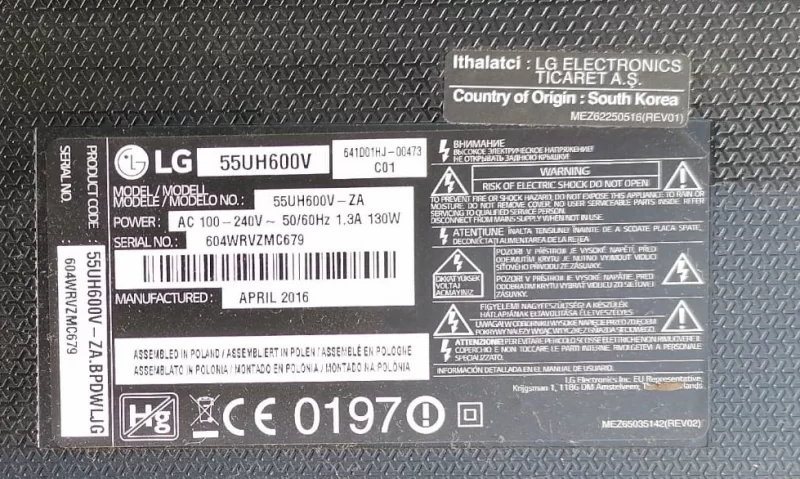 EAX66490601 (1.5), LGP55E-15UL2, LG 55UH600V POWER BESLEME