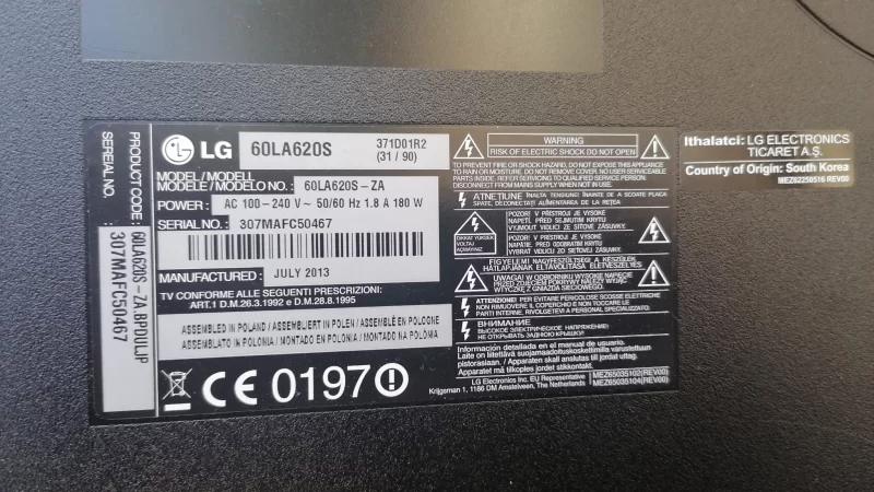 EAX64797003 (1.2), EBT62383456, LG 60LA620S MAİNBOARD ANAKART