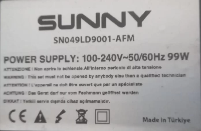 20141112, Sunny Sn049ld9001-Afm Model Led Tv 49