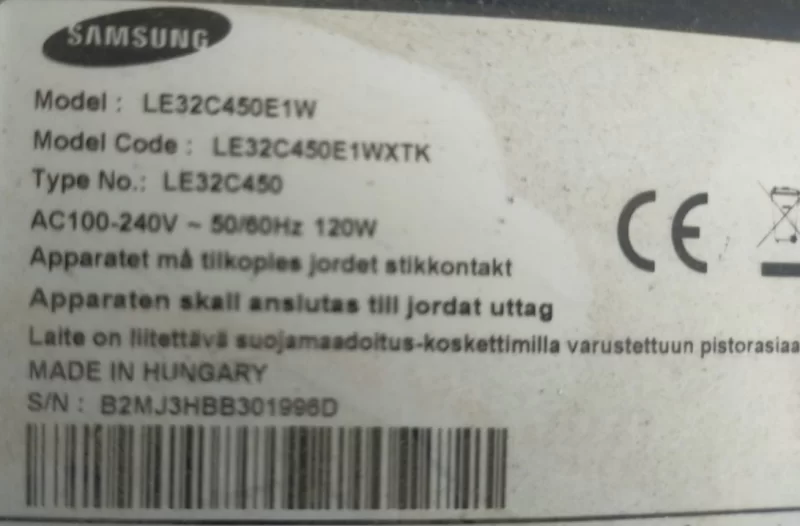 SSL320_4UH01 Samsung LE32C450E1W İnverter Board