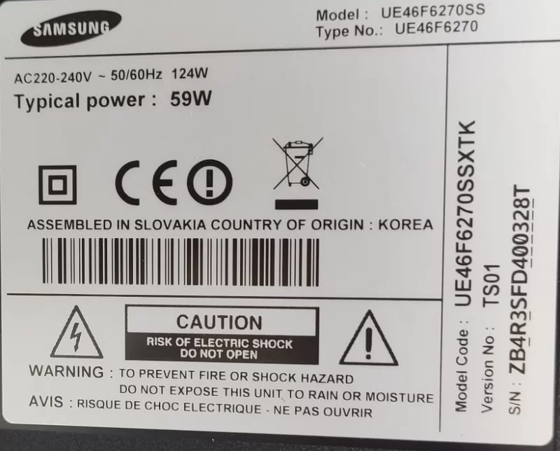 Lsf460hn0, Bn41-01938b Samsung UE46F6270SS T-Con Board