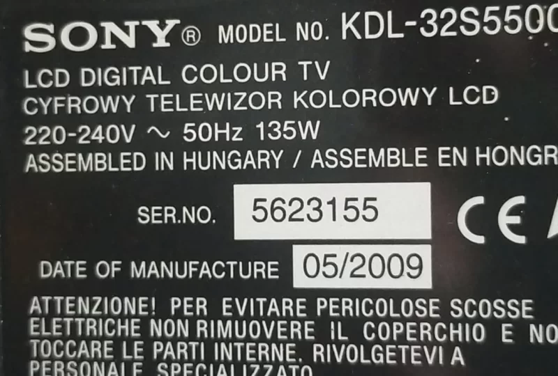 1-857-345 Sony KDL-32S5500 Main Board Anakart