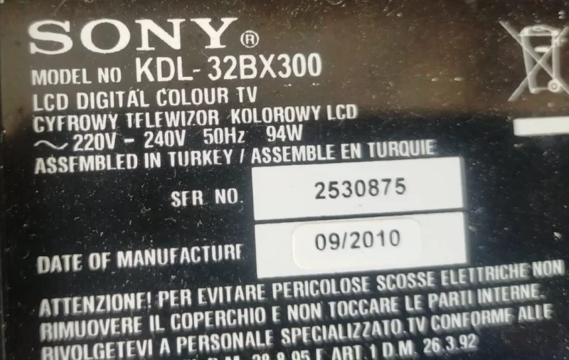 SSL320_4UG01 Sony KDL-32BX300 İnverter Board 