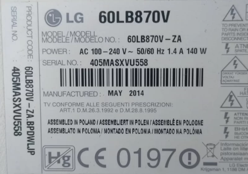 EAB63030601 Lg 60LB870V  Hoparlör Ses Sistemi