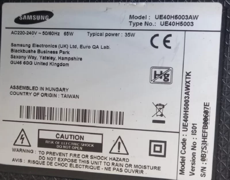 Bn96-32738A, Samsung Ue40h5203 Hoparlör