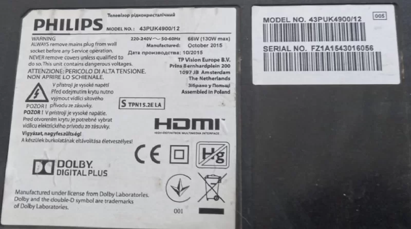 715g7623-Moe-000-005k, Philips 43puk4900 Anakartı