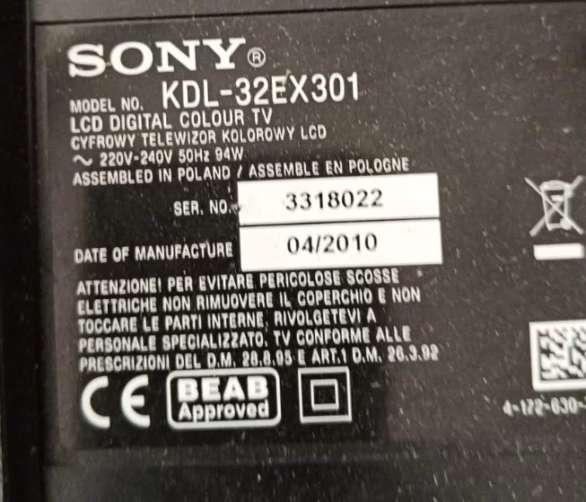 1-881-019-32, Sony Kdl-32ex301 Mainboard, Anakart