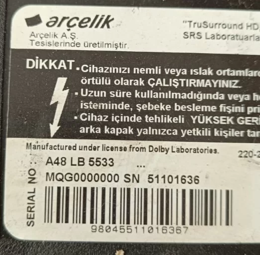 13vnb_S60tmb4c4lv0.0, Arçelik A48 Lb 5533 T-Con Board