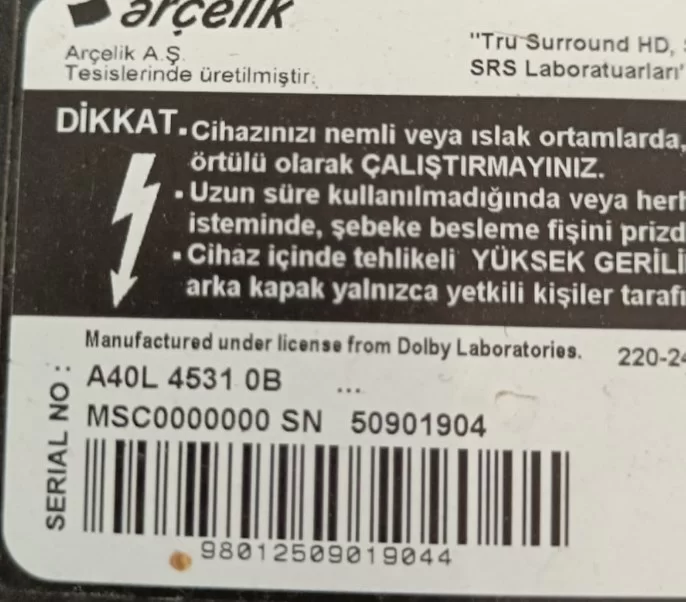 Xgz107Lr-Aa  Arçelik A40l 4531 0b Hoparlör