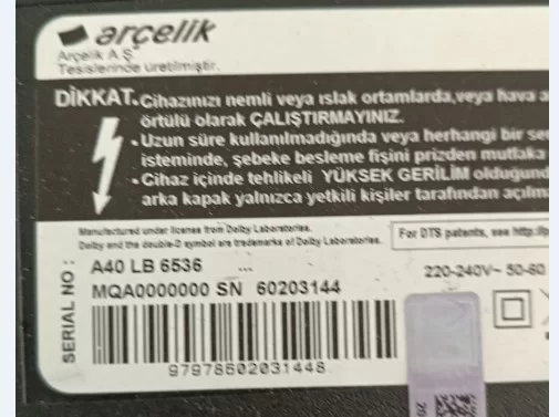 Vax502r,2b12, Arçelik A40 Lb 6536 Lvds Kablo