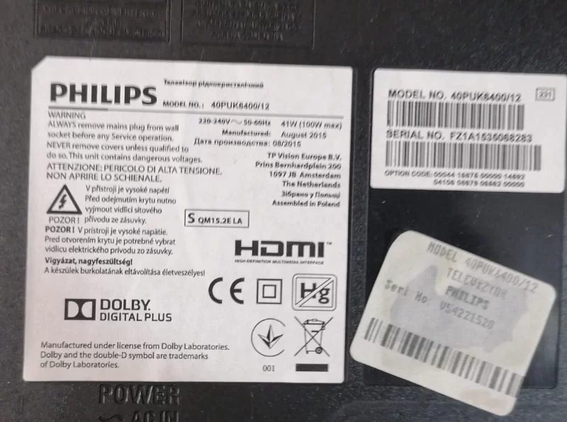 715G6677-P02-001-002H , PHİLİPS 40PUK6400/12 POWER BESLEME