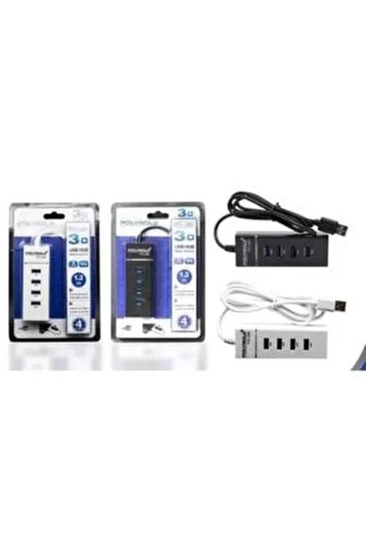 Polygold 4 Port Usb Hub 3.0 Usb Çoklayıcı Işıklı Usb Çoğaltıcı Switch Port Siyah Hub