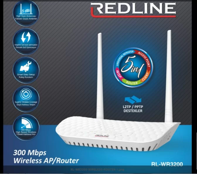 REDLINE RL-WR3200 Kablosuz-N WPS + WISP+WDS 300 Mbps Repeater+Access Point+Bridge Kablosuz Router