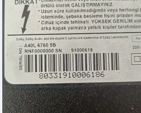 Zuy192r-01, Arçelik A40l 6760  Kumanda Gözü Sensör Ir