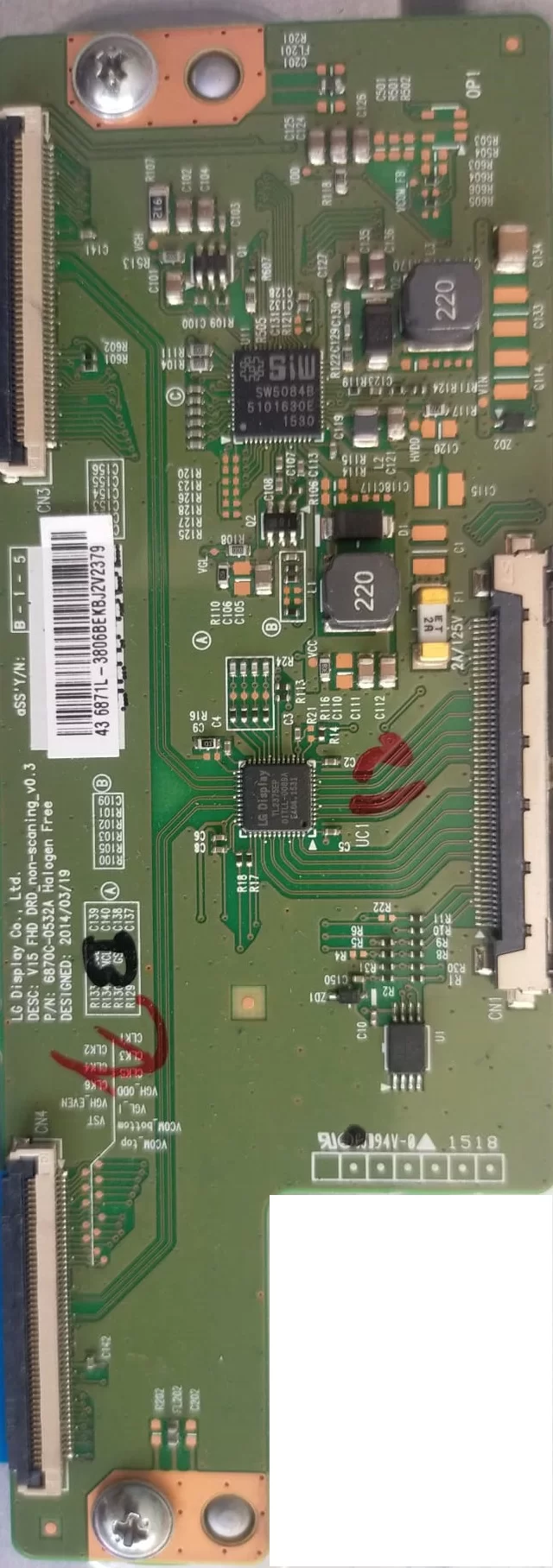 6870c-0532a , Vestel 43FA8500 T-con Board 