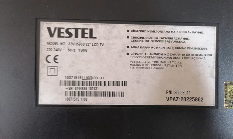 17MB45-3, 10071515, 20509816, VESTEL 32VH5906 MAİNBOARD ANAKART