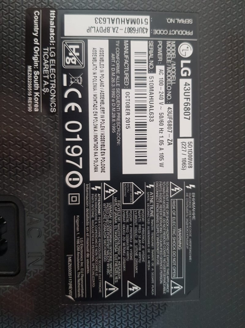 LG  EAB63650702 , LG 43UF6807 HOPARLÖR SPEAKER