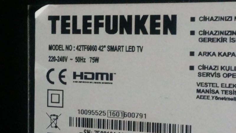 TELEFUNKEN 42TF6060,KUMANDA ALICI GÖZÜ,IR SENSÖRÜ