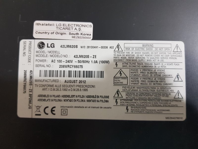 EAX64427101(1.4).LG 42LM620S BESLEME