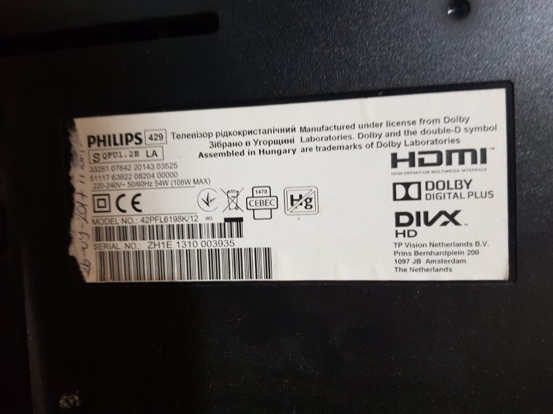 PHILIPS 42PFL6198K/12,FSP140-4FS01,POWER BOARD,BESLEME..