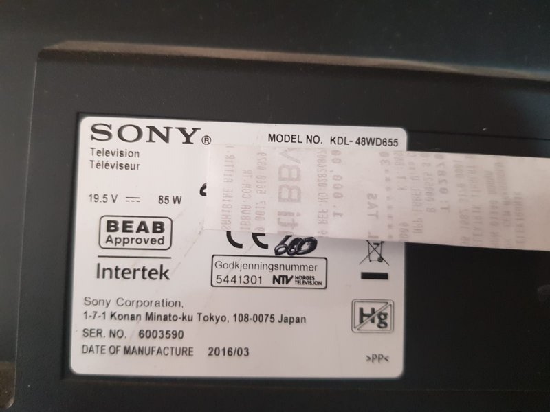 SONY  KDL-48WD650 , KDL-48WD653 , KDL-48WD655 , KDL-48W655D , KDL-48W657D , KDL-48W650D   TV AYAĞI