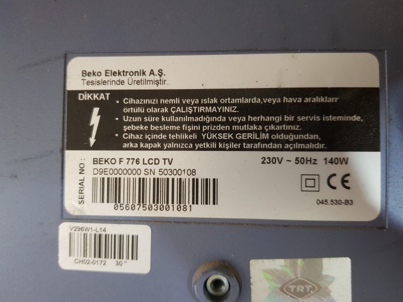 BEKO F 776 LCD TV,Y51.190R-6,MAİN BOARD,ANAKART