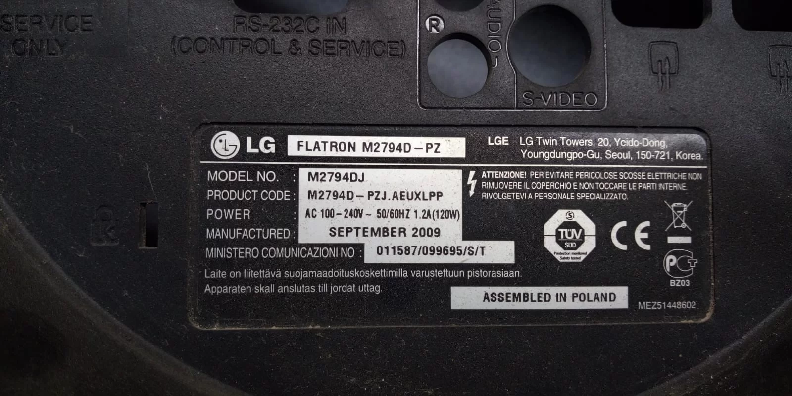 Lg Flatron M2 2794d-Pz,Eax54148403(0),Lg, Mainboard , Anakart