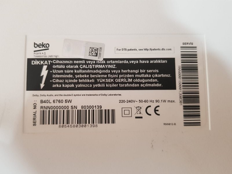  BEKO B40L 6760 5W,ZG7190R-9,MAİN BOARD,ANAKART