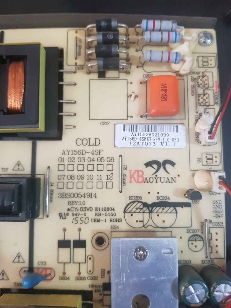 SUNNY SN049DLD12AT050,12AT073 V1.1,AY156D-4SF,AY1552A021099,POWER BOARD,BESLEME