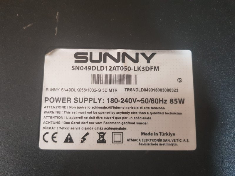 SUNNY SN049DLD12AT050,12AT073 V1.1,AY156D-4SF,AY1552A021099,POWER BOARD,BESLEME