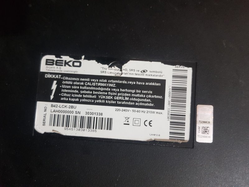 BEKO B42-LCK-2BU,DPS-280RP,YTG910R,2950288303,POWERBOARD,BESLEME