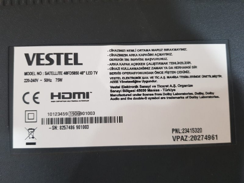 VESTEL 40FD5050,17IPS12,POWER BOARD,BESLEME