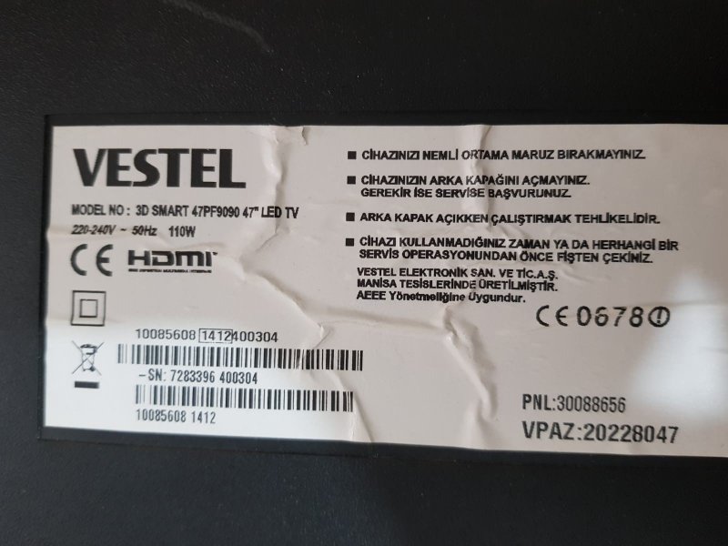 VESTEL 47PF9090,LC470EUN,TICON BOARD