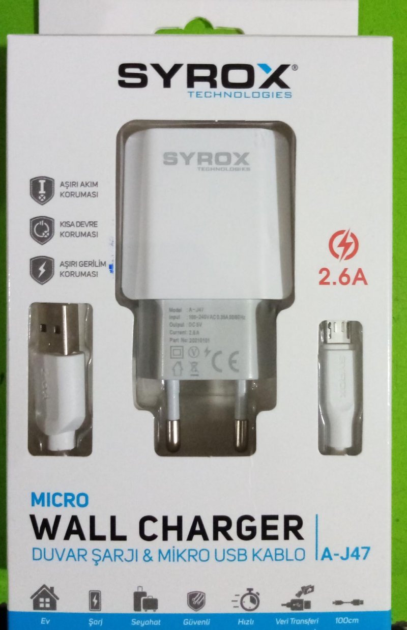 Syrox 2.6A Micro USB Hızlı Şarj Cihazı