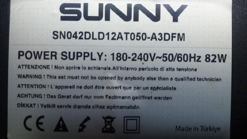 SUNNY SN42DLD12AT050 12AT050 V0.3 SUNNY Y.M ANAKART