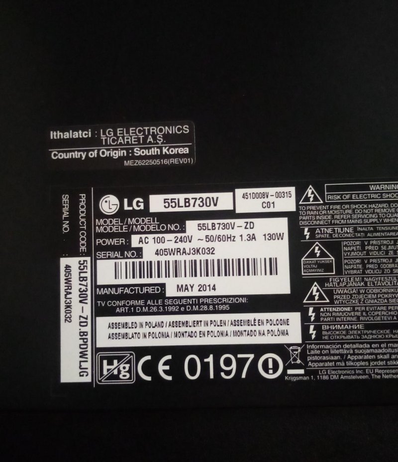 LG 55LB730V, EAD62593902, EAD62593901 LVDS KABLOSU