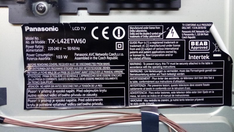 Panasonic TX-L42ETW60 6870C-0450A T-CON BOARD