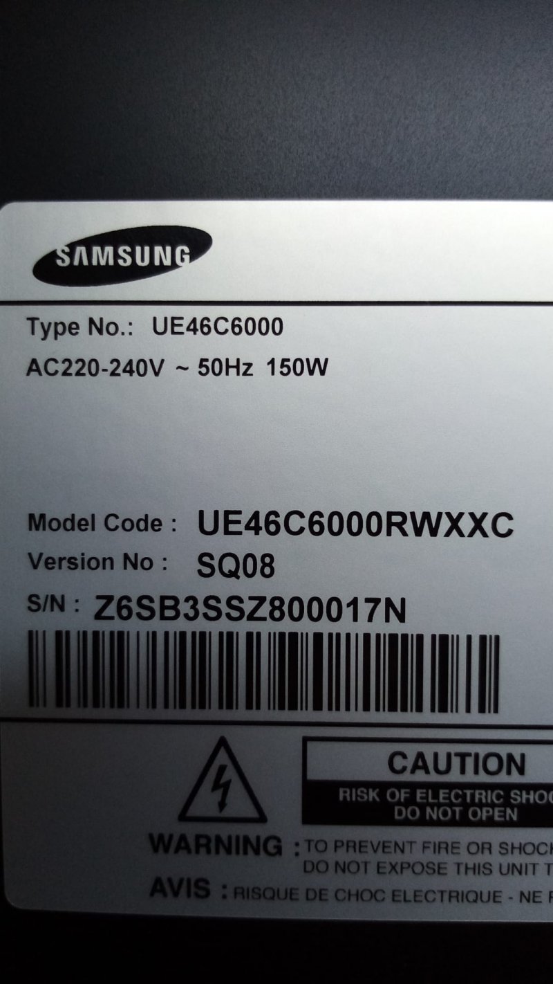 SAMSUNG UE46C6000 BN44-00357C PDF46AF1E_ZHS BESLEME KARTI