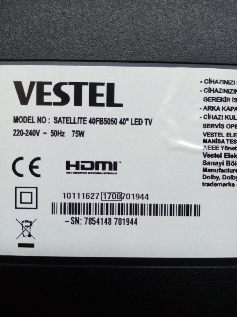 VESTEL 40FB5050 AWM 20706 LVDS KABLOSU