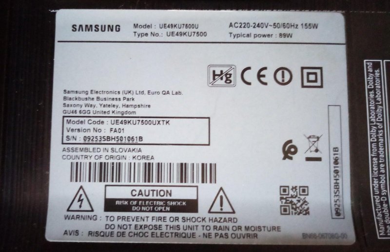 SAMSUNG UE49KU7500 BN96-39820E LVDS KABLOSU