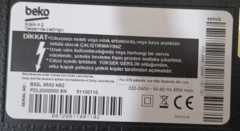 VKT190R-6, PDK3ZZ , BEKO B32L 6532 MAİNBOARD ANAKART