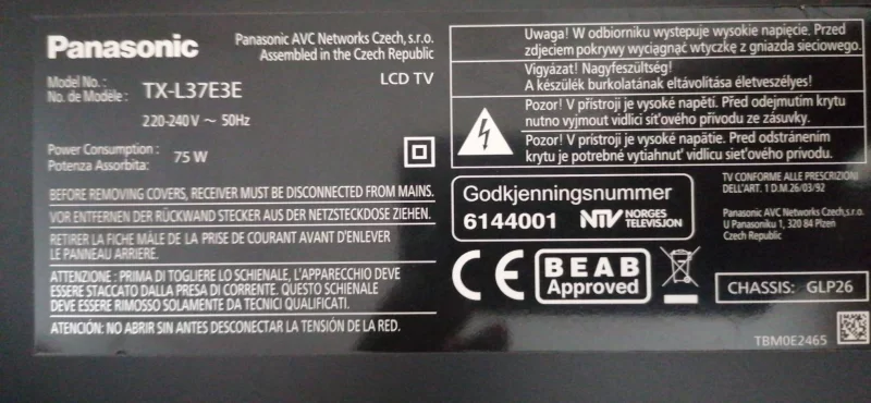 TNPA5364 , TZRNP01NZUB, PANASONİC TX-L37E3E POWER BOARD BESLEME