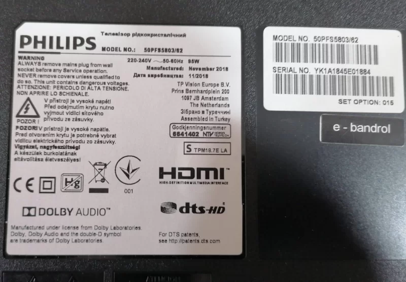 715G8962-P02-000-003S, Philips 50PFS5803/62 POWER BESLEME