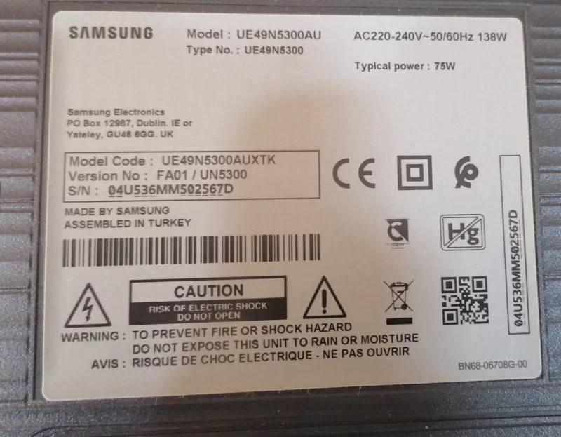 BN41-02663A, BN94-13954Z, SAMSUNG UE49N5300AU MAİNBOARD