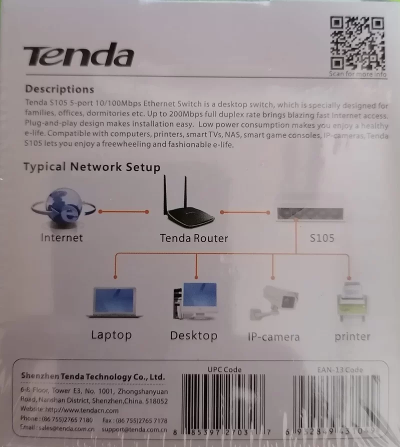 TENDA 8 PORT İNTERNET DAĞITICI ÇOĞALTICI 10/100 Mbps Desktop Switch