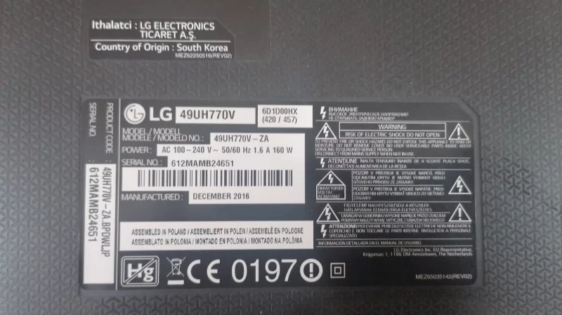 EAX66773401 (1.8), LGP49-16UL6, LG 49UH770V POWER BESLEME