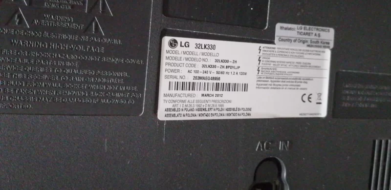 EAX63985401/8, LG 32LK330 POWER BESLEME